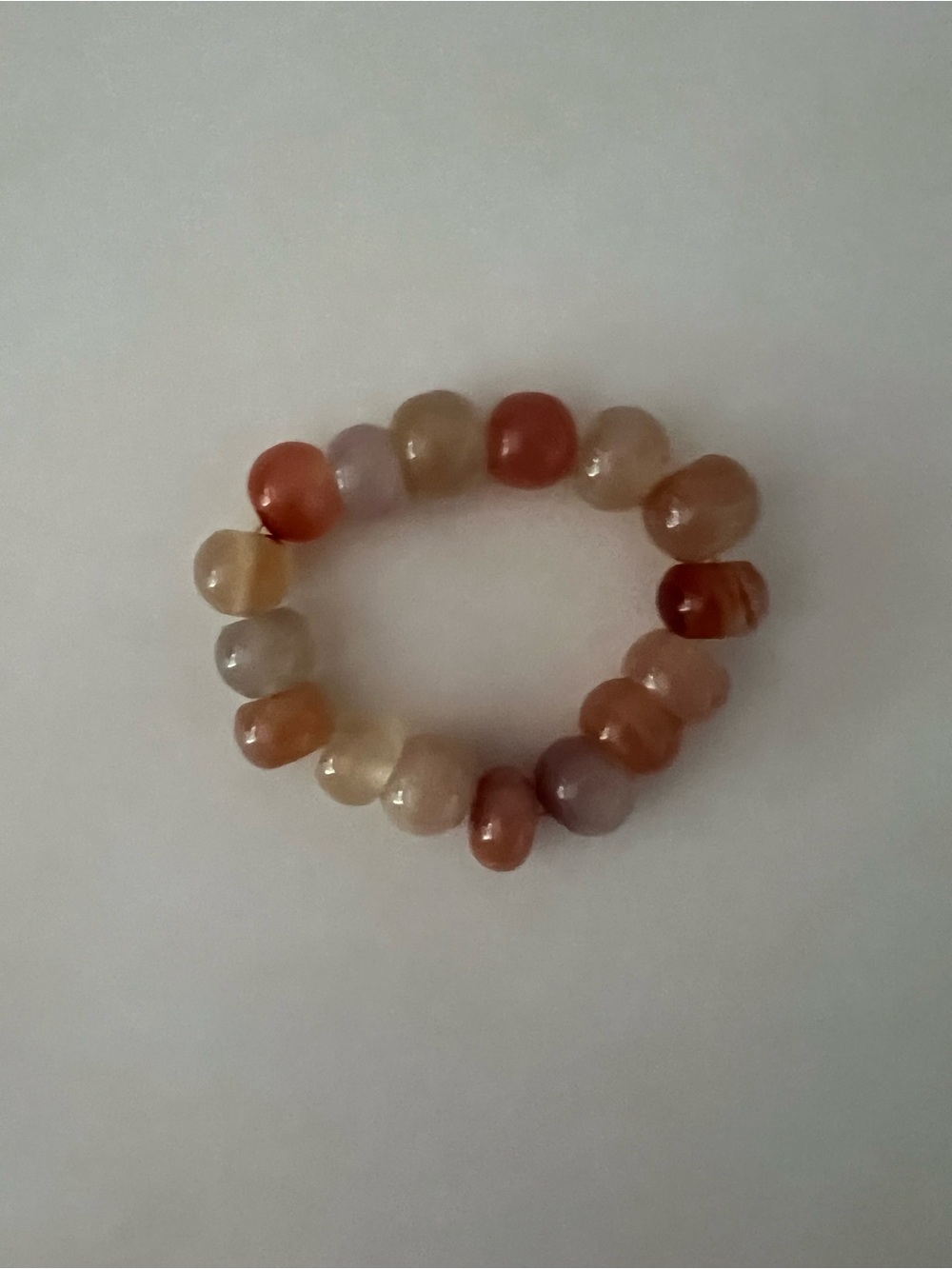 Multi-Tone Peach and Cream Agate Beaded Stretch Bracelet